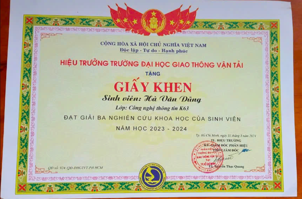 NCKH Certificate